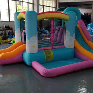 TURFEE – Rainbow Inflatable Bounce House with 2 Slides