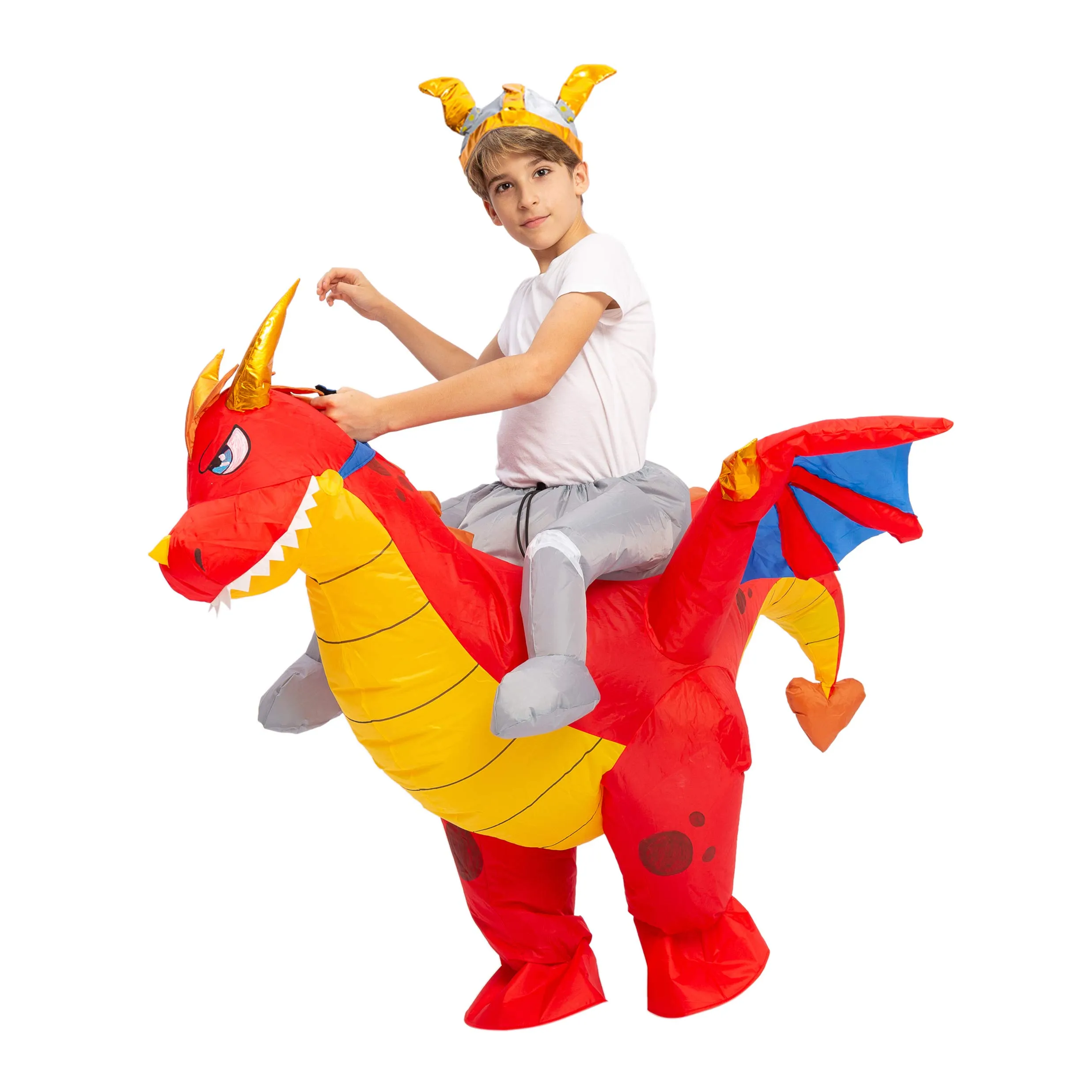 Kids riding dragon costume