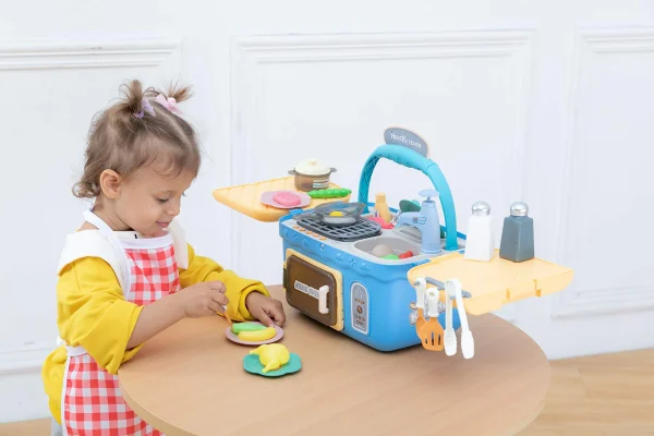 Kids Picnic and Kitchen Playset with Musics & Lights