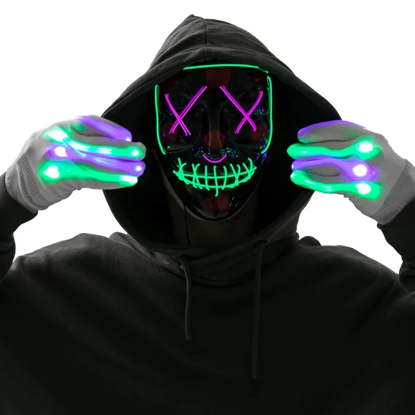LED Light Up Scary Halloween Mask (Green and Purple)