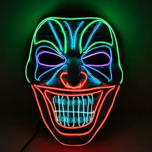 LED Mask Light-up Scary Clown Mask – Adult