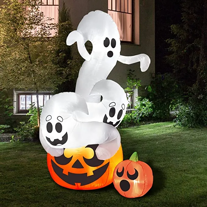 6ft Inflatable LED Twisting Ghosts On Pumpkin