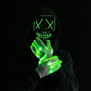 Halloween Led Mask Costume with 3 Lighting Modes (Green)