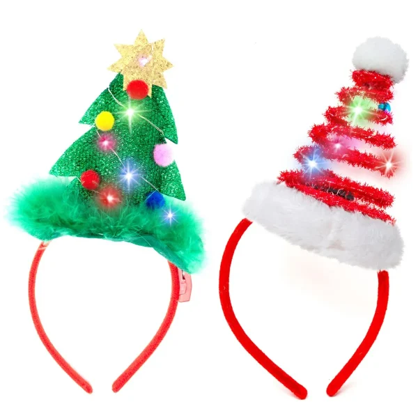 2pcs Light up Christmas Headbands with LED Lights