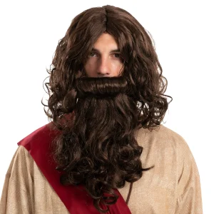 Men Brown Wizard Wig with Beard – Adult