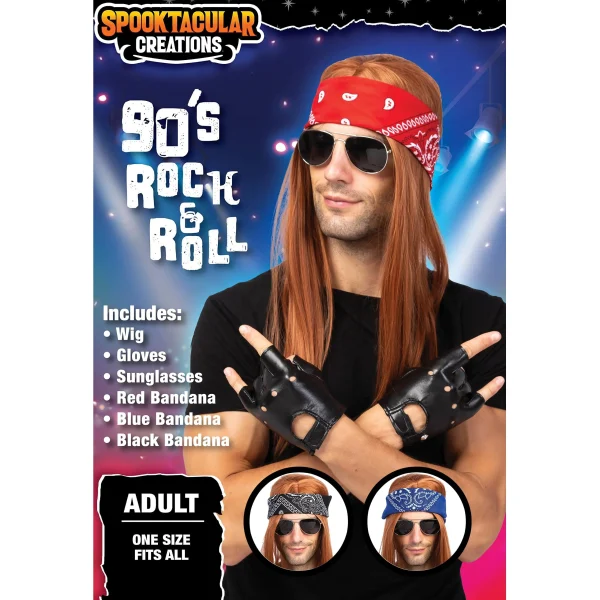 Mens 90s Rock Star Halloween Costume Accessory Kits