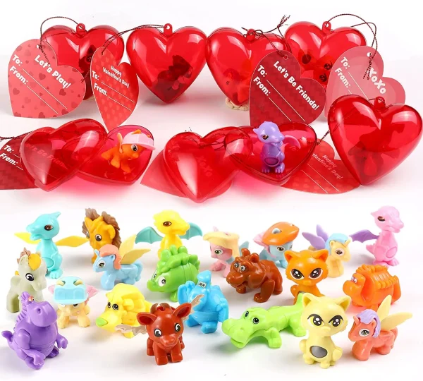 28Pcs Valentines Assembling Toys with Valentines Day Cards for Kids-Classroom Exchange Gifts