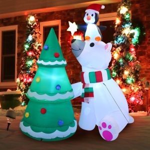 6ft Large Polar Bear Christmas Tree Inflatable