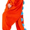 Unisex Orange Dinosaur Animal Pajamas Costume - Adult