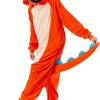 Unisex Orange Dinosaur Animal Pajamas Costume - Adult