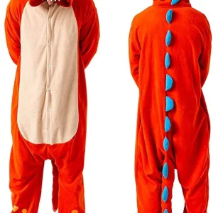 Orange Dinosaur Animal Onesie Pajama Costume – Adult