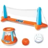 Orange Inflatable Pool Volleyball Net and Basketball Hoop