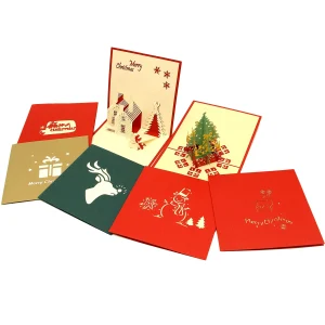 7pcs push bubble up 3D Christmas Card Greetings & Envelopes