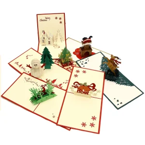 7pcs push bubble up 3D Christmas Card Greetings & Envelopes