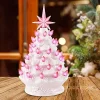 9in Ceramic Pink Tabletop Christmas Tree Prelit