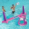 Pink Inflatable Volleyball Net & Basketball Hoops Set