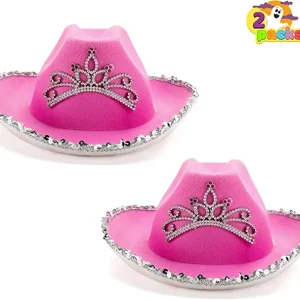 2Pcs Pink Tiara Felt Cowboy Hats