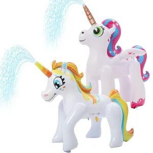 Pink and Yellow Inflatable Unicorn Yard Sprinkler ,2 Pack – SLOOSH