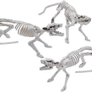 3pcs Posable Plastic Rat Skeleton Decoration 14in