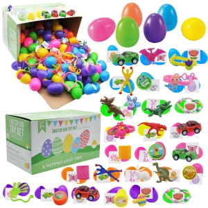 120Pcs 2.4in Pre-filled Easter Eggs with Toys and Stickers for Easter Egg Hunt
