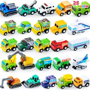 25Pcs Pull Back City Cars And Trucks Toy Vehicles Set
