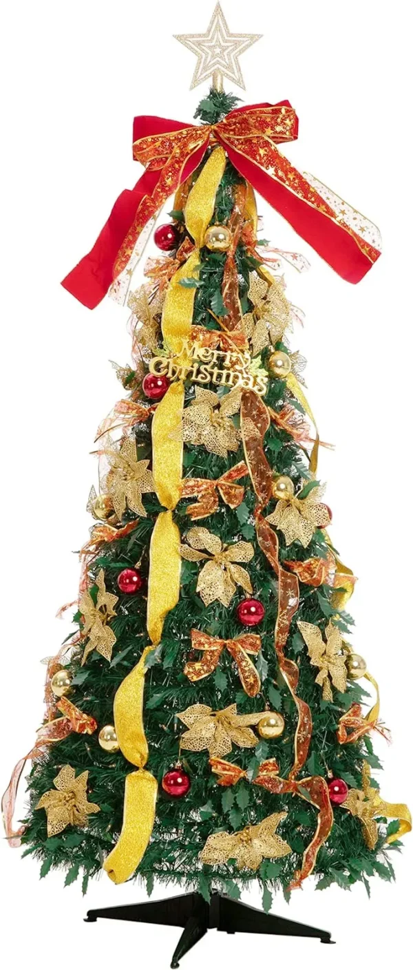 6ft push bubble Up Christmas Tree With Lights And Decorations