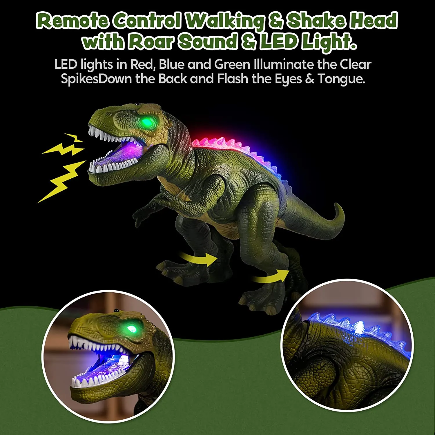 Fun Remote Control Walking Dinosaur with Lights and Sounds