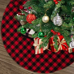 Red Buffalo Plaid Christmas Tree Skirt 48in