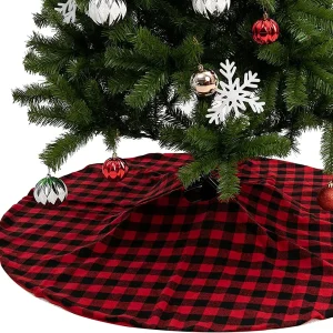Red Buffalo Plaid Christmas Tree Skirt 48in