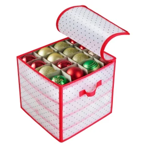 Red Plastic Ornament Storage Box
