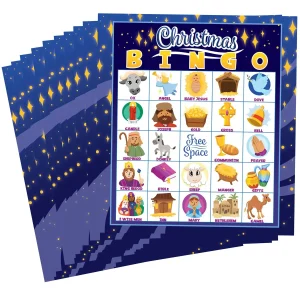 28 Players Christmas Bingo Cards 5×5