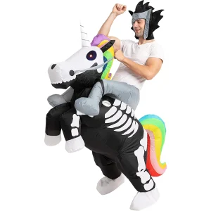Adult Inflatable Skeleton Unicorn Ride on Costume