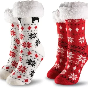 2pcs Women’s Fleece Lining Soft Slipper Socks