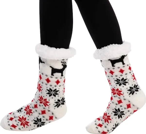 2pcs Women's Fleece Lining Soft Slipper Socks