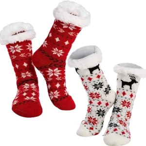 2pcs Women’s Fleece Lining Soft Slipper Socks