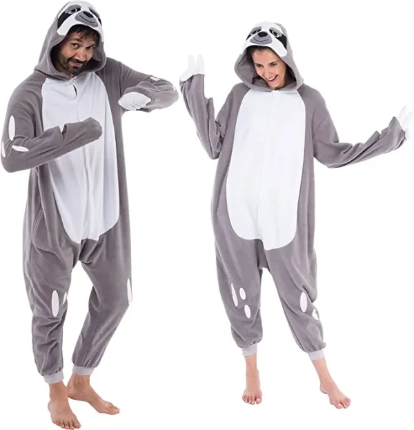 Unisex Adult Sloth Plush Pajamas Halloween Costume