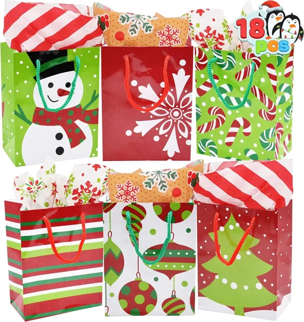 18pcs Holiday Goody Christmas Paper Gift Bags