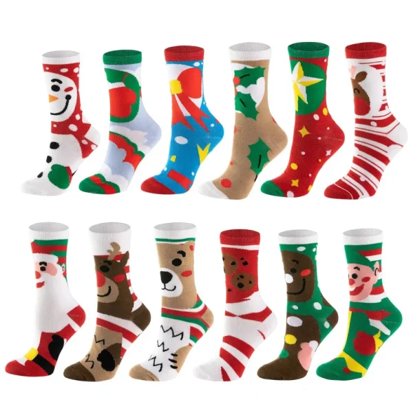 12pairs Christmas Warm Soft Cotton Socks