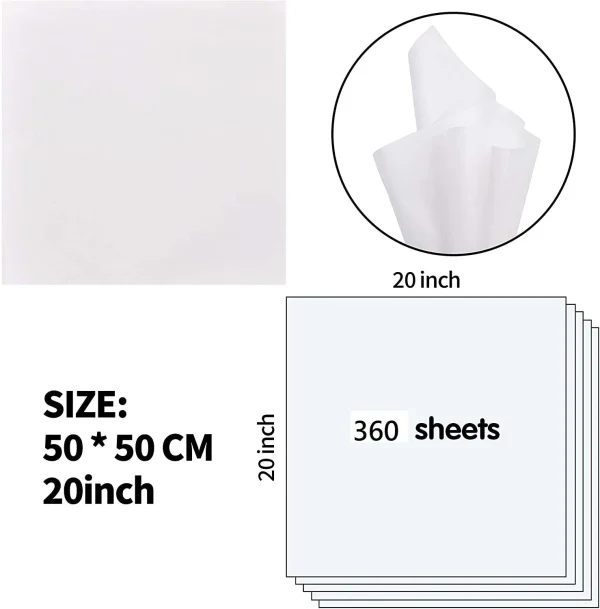 360pcs Solid White Tissue Paper Wrapping Accessory Set