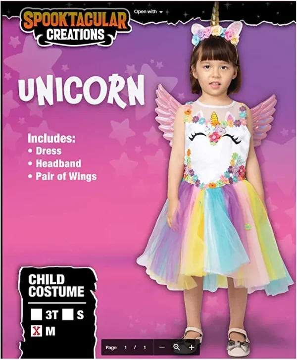 Girls Unicorn Princess Halloween Costume