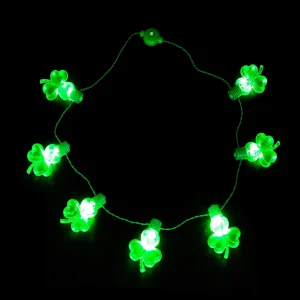 3 Pcs St Patrick’s Day LED Shamrock Necklaces with 7 Bulbs