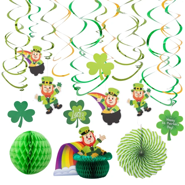 St. Patrick's Centerpiece with Colorful Swirls Table Decoration