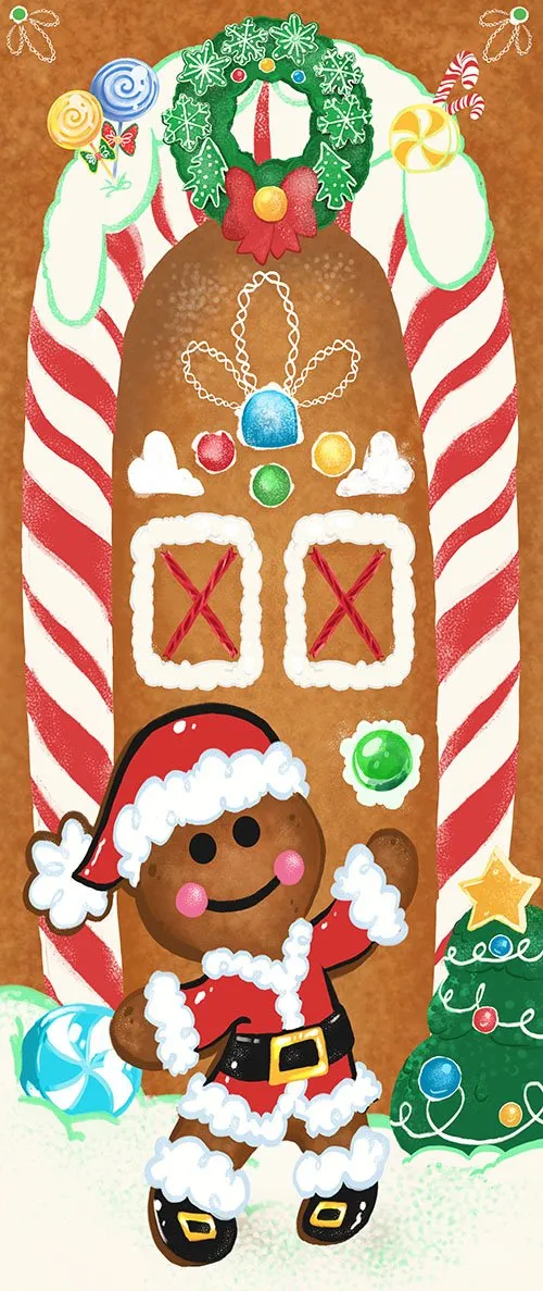 Gingerbread House Door Cover 72in x 30in