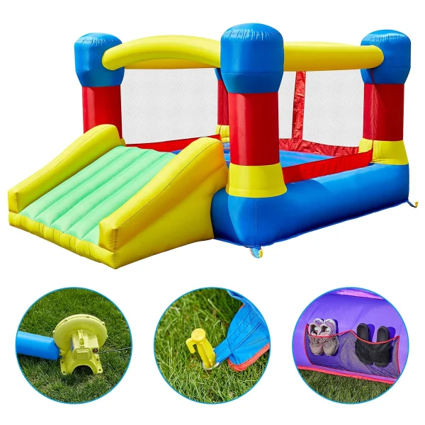 Inflatable Red, Blue and Green Jumper Bounce House, 12 ft x 9 ft x 6 ft