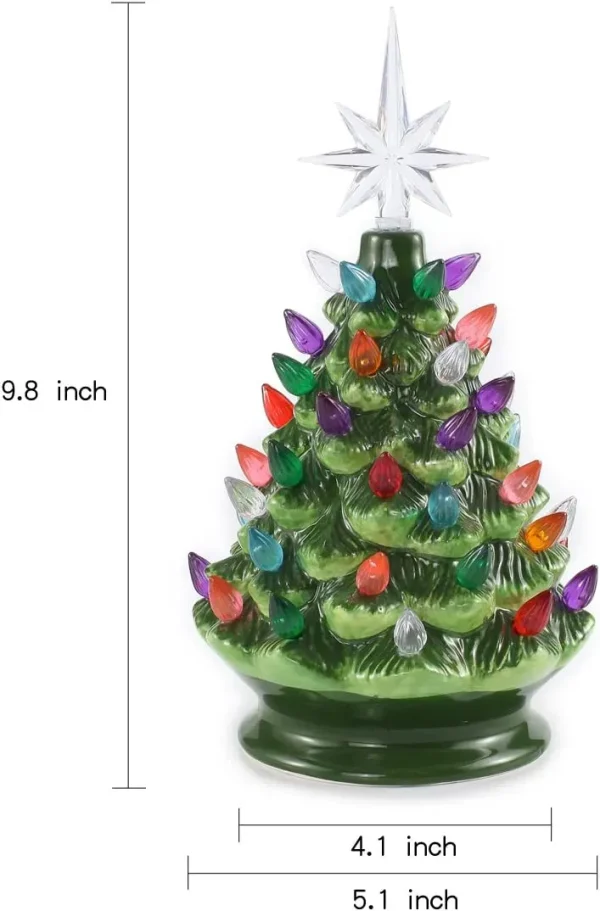 Pre lit Ceramic Tabletop Christmas Tree 9in