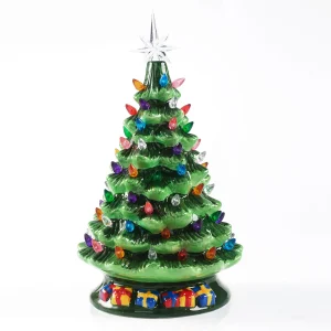 Pre lit Ceramic Tabletop Christmas Tree 15in
