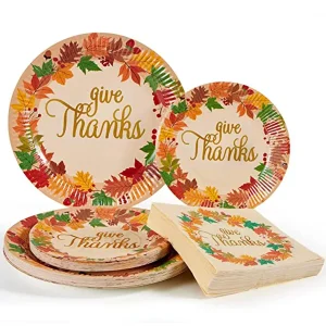 Thanksgiving Paper Plates and Napkins Set for 24 guests