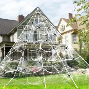 Triangular Huge White Spider Web Decoration 23 x 18ft
