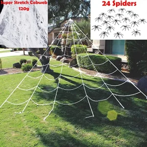 Triangular Mega White Spider Web Decoration 23 x 18ft