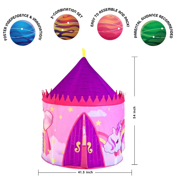 Unicorn Pink Castle Tents for Kids 54x41.5in